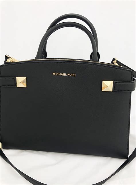 michael kors karla east west satchel|Michael Kors Karla Leather Medium East West Satchel Black .